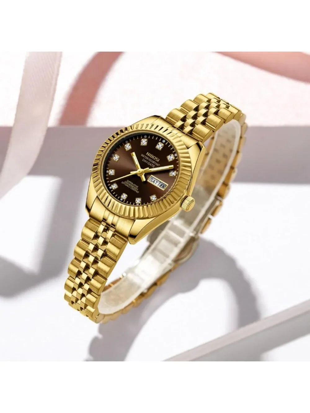 Elegant Women's Analog Quartz Watch - Gold & Silver Stainless Steel, Waterproof